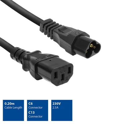Afbeelding van ACT AK5247 Netsnoer Stroomkabel C6 C13 Zwart 20 cm