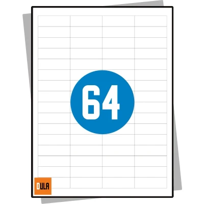 Afbeelding van DULA Etiketten Stickervellen A4 64 stickers per vel 48,3 x 16,9 mm 100
