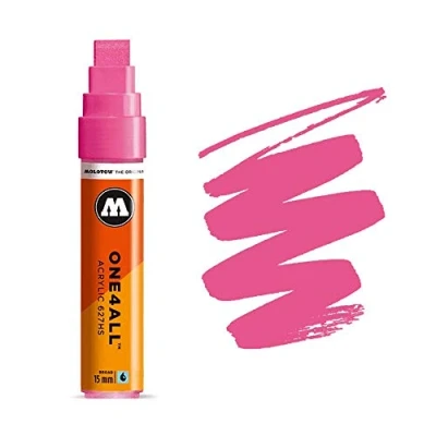 Afbeelding van Molotow ONE4ALL 15mm Acryl Marker Roze Geschikt voor vele oppervlaktes zoals canvas, hout, steen, keramiek, plastic, glas, papier, leer...
