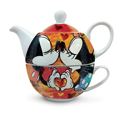 Afbeelding van Egan Theepot met mok Mickey en Minnie Mouse, rood, Eén maat