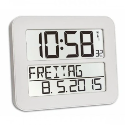 Afbeelding van TFA Dostmann 60.4512 Timeline Max digitale wekker wandklok, met batterijen (wit)