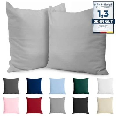 Afbeelding van Kussensloop, 65 x cm, versterkt katoen, 2 stuks, lichtgrijs, dicht geweven, 57 draden/cm², Oeko Tex gecertificeerd