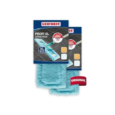 Afbeelding van Leifheit Profi XL Static Plus vloerdweil, set van 2, voor alle vloertypes, trekt stof en haar aan als een magneet, vervangende hoes gladde vloeren, vloerdweil