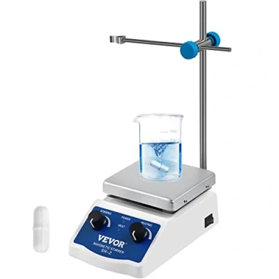 Afbeelding van VEVOR Magnetisch laboratorium roerder, 1000 ml, met verwarmingsplaat en mixer voor digitaal display, wit