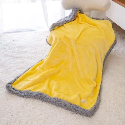 Afbeelding van XIEMINLE Dikke en rustgevende deken voor honden katten, machinewasbaar, warm, bed, bank, huisdieren, katten honden, geel, 100 x 70 cm