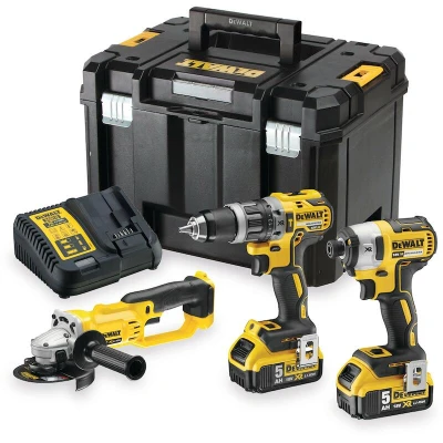 Image de DEWALT DCK383P2T QW Kit machine sans fil 18V XR Brushless DCD796 + DCF887 DCG412 en TSTAK (2x batterie 5.0Ah chargeur)