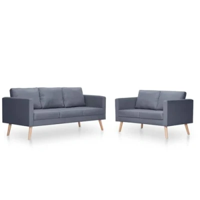 Image de vidaXL Ensemble de canapés à 2 places et 3 Tissu Gris foncé 272194