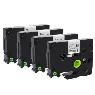 Afbeelding van Molabel TZe 221 4 stuks banden compatibel met Brother PT H105, H107B, H110, E110VP,PT H200, D210VP,PT P300BT, D400VP zwart op wit