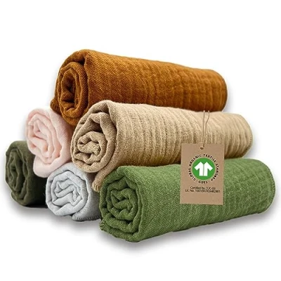 Afbeelding van spuugdoeken Bio 25 x cm baby washandjes mousseline doek mini mulldoekjes voor babyverzorging, kleine handdoeken 100% biologische katten super zacht en absorberend (Aarde)