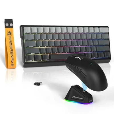 Afbeelding van ATTACK SHARK x MAMBASNAKE X11 Souris avec X60HE Clavier Gaming Magnétique, Combo et Sans Fil, BT/2.4G/USB C, Déclenchement Rapide, 8K Polling Rate, 22000 DPI, Ultra Légère Noir