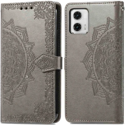 Afbeelding van iMoshion Hoesje Geschikt voor Motorola Moto G73 Met Pasjeshouder Mandala Bookcase Grijs