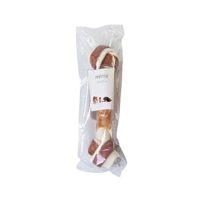 Afbeelding van Petstyleliving Meerkleurig geknoopt bot met kip 30 31cm Hondensnacks