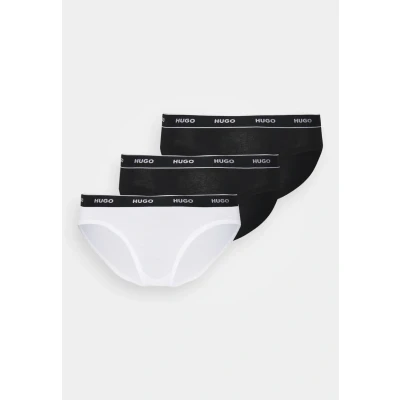 Afbeelding van HUGO BOSS dames Slip met logoband in 3 pack de kleur Diepzwart, maat: XS