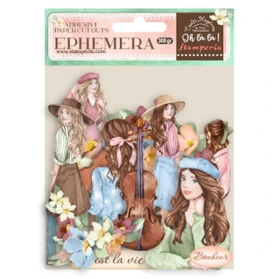 Afbeelding van Stamperia Create Happiness Oh lá Girls and Flowers Ephemera (DFLCT18)