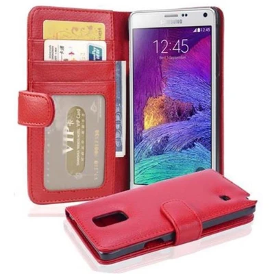 Afbeelding van Cadorabo Hoesje geschikt voor Samsung Galaxy NOTE 4 in INFERNO ROOD Beschermhoes met magnetische sluiting en 3 kaartsleuven Book Case Cover Etui
