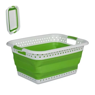 Afbeelding van Relaxdays wasmand wasgoedmand heupwasmand opvouwbaar 36 liter kunststof