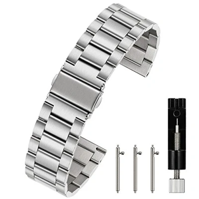 Afbeelding van Berfine uniseks roestvrij stalen snelspanner horlogeband, 16 mm 18 20 22 24 mm, M04