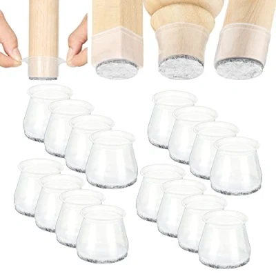 Afbeelding van Aneaseit Stoelvoetbescherming 3,8 cm x 16 stuks kristal vilt van zachte siliconen beschermt het parket tegen meubelpoten kussen stoelbescherming medium