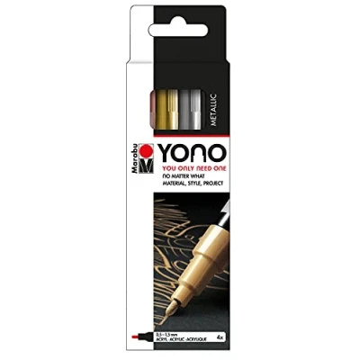 Afbeelding van Marabu YONO Marker Set 4 kleuren metal 0.5 tot 1.5 mm ronde punt