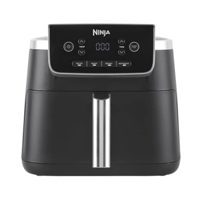 Image de Ninja Air Fryer PRO Friteuse 4,7L, 1 tiroir, 4 en 1, sans huile, rôtir, réchauffer, déshydrater, cuire à 2 portions, partir de produits surgelés, panier antiadhésifs, 000 W, Noir AF140EU