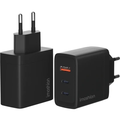 Afbeelding van imoshion USB C (2x) / A Oplader Adapter Snellader 65 Watt Fast Charger Lader Zwart