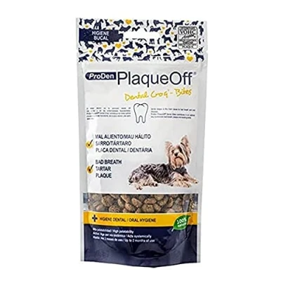 Afbeelding van 2x60g PlaqueOff Gebitsverzorging Dental Bite ProDen Hondensnacks