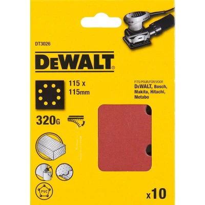 Afbeelding van DEWALT DT3026 QZ schuurpapier 1/4 115x115mm geperforeerd velcro korrel 320 (10 st.)