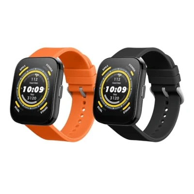 Afbeelding van kwmobile 2x horlogebandjes geschikt voor Huami Amazfit Bip 5 Unity / GTR 4 bandje Smartwatch bandjes van TPU Activity tracker horloge band in zwart oranje
