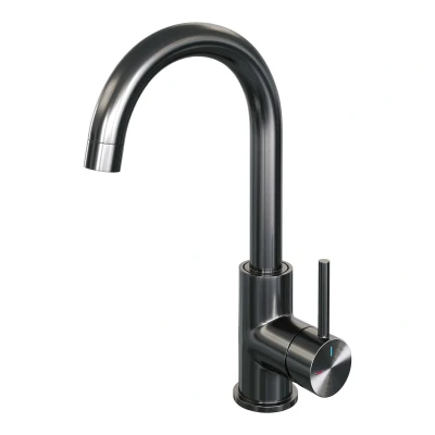 Afbeelding van Brauer gunmetal Edition Wastafelmengkraan opbouw hoog draaibaar ronde uitloop model a PVD geborsteld