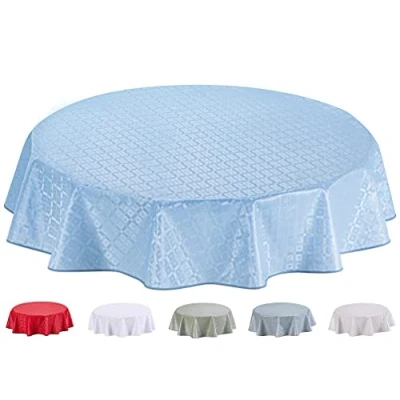 Afbeelding van Tafelzeil Tafelkleed Veeg Schoon Rond (Rond 155cm, Blauwgrijs)