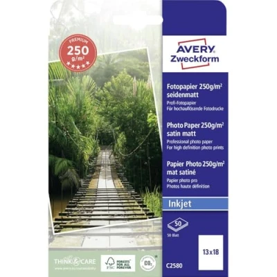 Afbeelding van Avery Zweckform Premium C2580 Fotopapier 13 x 18 cm 250 g/m² 50 vellen Zijdemat