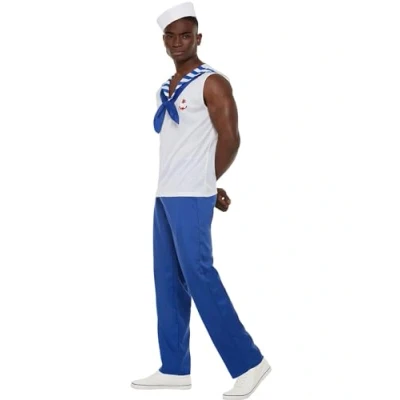 Afbeelding van Smiffys High Seas Sailor Costume M Wit/Blauw