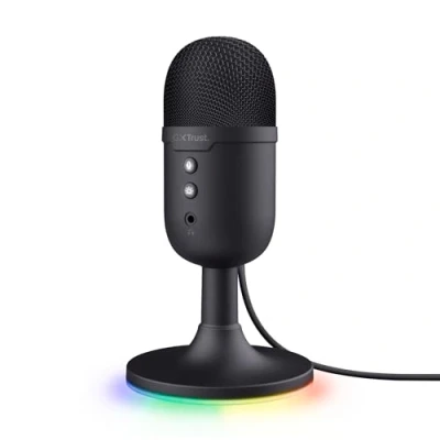 Afbeelding van Trust Gaming GXT 236 Yami condensatormicrofoon, USB microfoon voor streaming, Twitch, YouTube, podcast, PS5, PS4, ASMR met popfilter, mute knop, RGB zwart