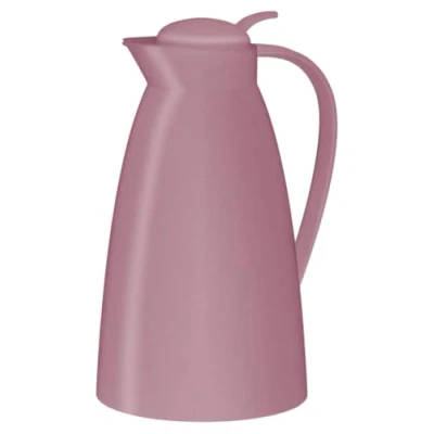 Afbeelding van alfi Eco 1,0 l, mat roze, thermosfles met hygiënisch inzetstuk van gehard glas kunststof, schroefsluiting comfortabele drukknop, gieten één hand, ideaal als koffiezetapparaat,
