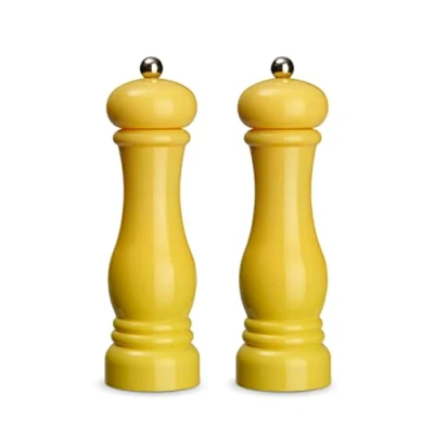 Afbeelding van Echtwerk 2 stuks kruidenmolen van hoogwaardig ABS kunststof, keramische maalwerk, handmolen, ideaal voor specerijen zoals peper, zout en chili, geel, 21 cm