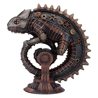 Afbeelding van Nemesis Now Steampunk mechanische kameleon figuur hagedis brons 22,3 cm