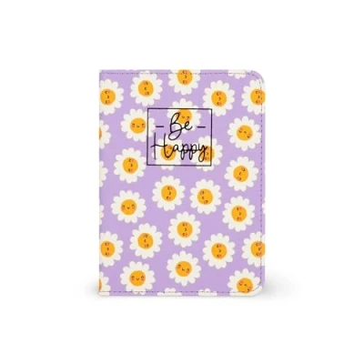Afbeelding van Legami Paspoorthouder met bloemen, paspoorthouder, reisportemonnee, paspoorthoes, 1 paspoortvak, 4 kaartvakken, RFID bescherming, 10,5 x 14 cm, Daisy thema,, Aubergine, informeel