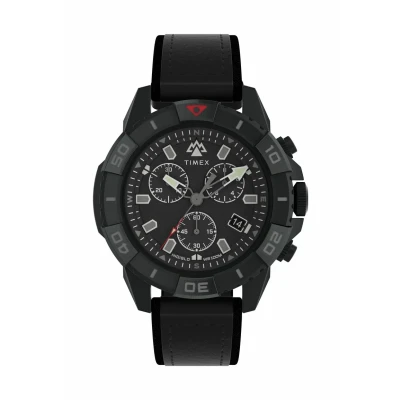 Afbeelding van Timex Ridge Chrono TW2W16000 Horloge Leer Zwart Ø 42 mm