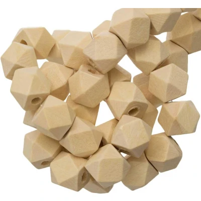 Afbeelding van Blanke Houten Kralen Hexagon (12 mm) 25 stuks