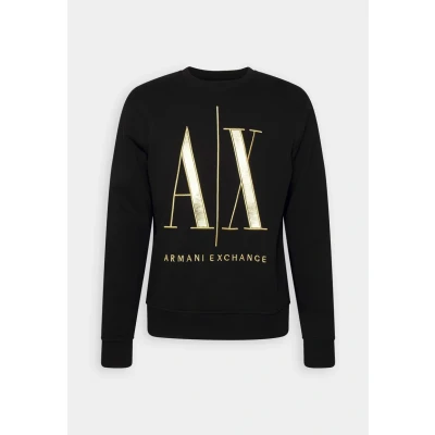 Afbeelding van Armani Exchange heren Sweater met ronde hals en logoborduring in de kleur Zwart, maat: XXL