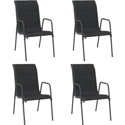 Afbeelding van Tuinstoelen 4 st staal en textileen zwart