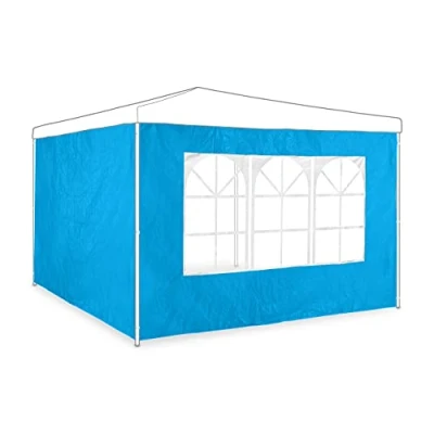 Afbeelding van Relaxdays partytent zijwand set van 2 met raam x 3 m zeil lichtblauw