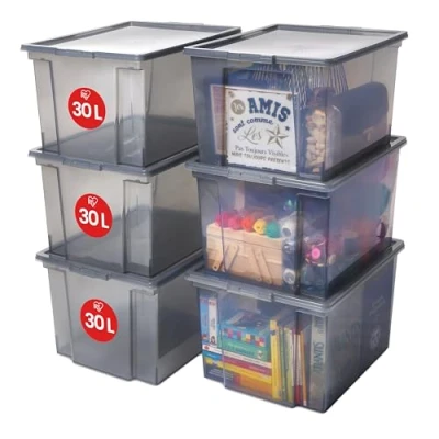 Afbeelding van IRIS Useful Storage Box Opbergbox 30L Kunststof Grijs Set van 6