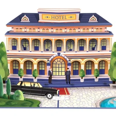 Afbeelding van papercrush® hotel pop up kaart speciale 3D cadeaubon voor hotelovernachting, verjaardagskaart reisvoucher stadsreizen verjaardag en jubileum