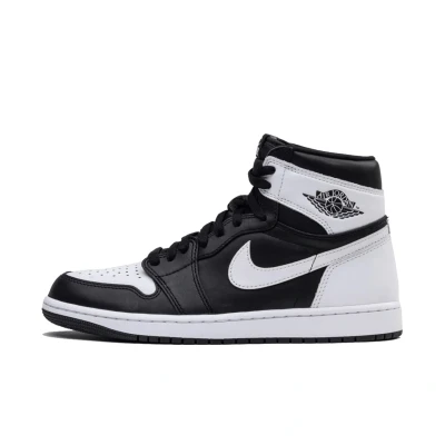 Afbeelding van Jordan AIR 1 Retro Unisex Sneakers hoog, Maat: 41, Black/white Leer en textiel