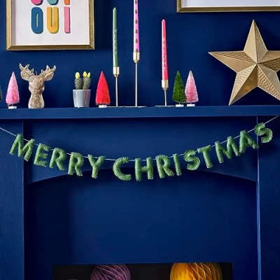 Afbeelding van Ginger Ray Vilten kerstslinger Merry Christmas 1,8 meter