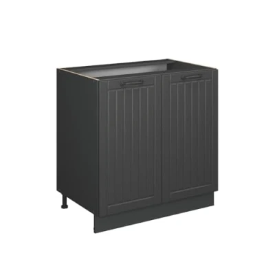 Afbeelding van Vicco Fame Line spoelbakonderkast donkergrijs 80 cm met plank AP eiken
