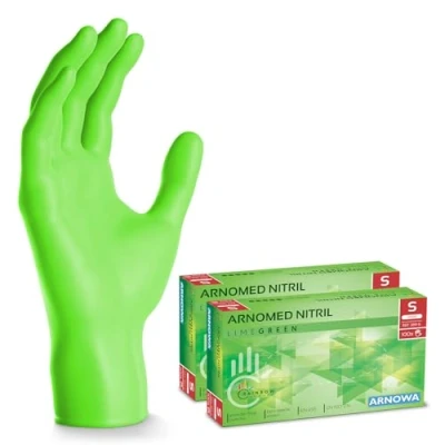 Image de ARNOMED gants jetables vert, nitrile taille S, gant jetable 200 pièces (2 boîtes), en non poudrés &amp; sans latex, cuisine, a usage unique XS, M, L XL