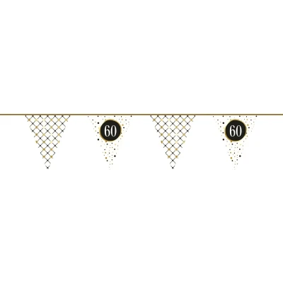 Afbeelding van Vlaggenlijn Slinger 60 jaar Festive Goud Papier 6 mtr