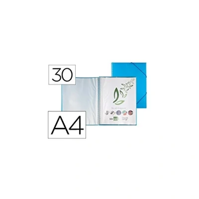 Afbeelding van Liderpapel Din A4 spiraalmap met 30 hoezen van polypropyleen, blauw